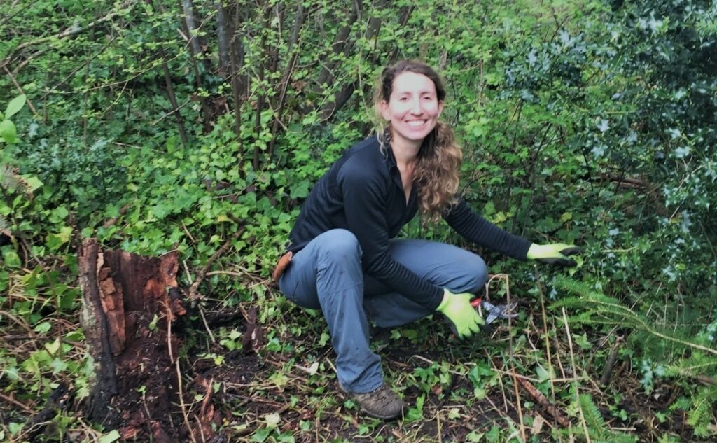 Meghan Removing Invasive Species in Beacon Hill Park Victoria BC