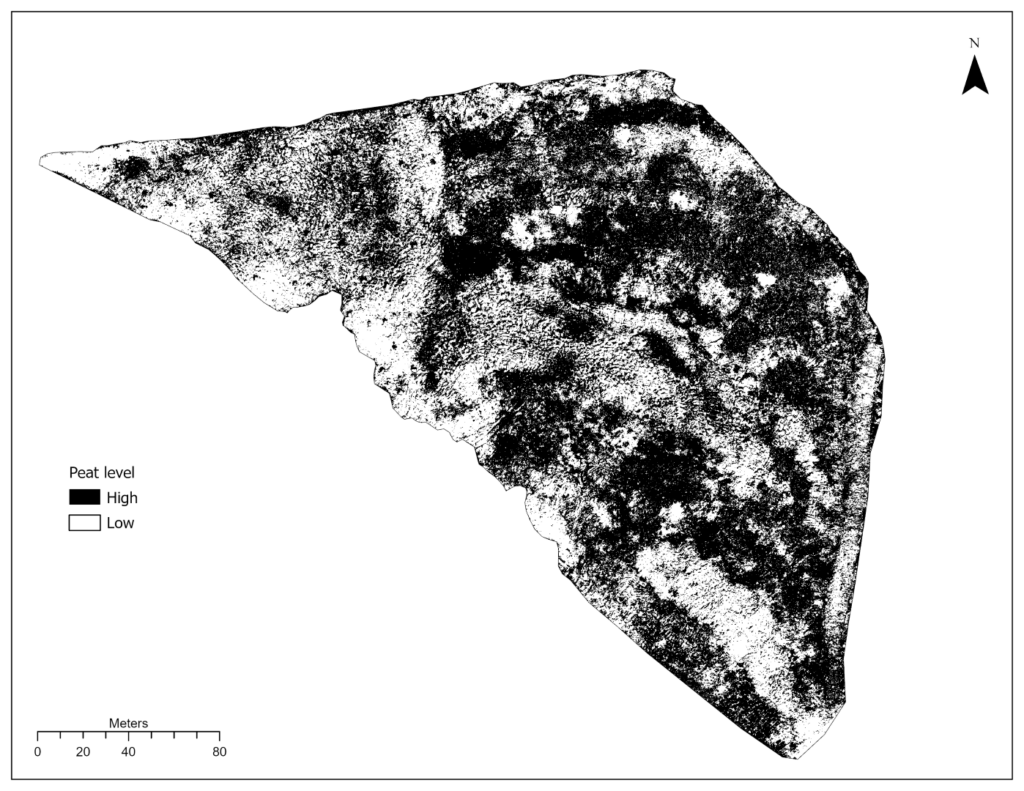 Areas of high and low peat